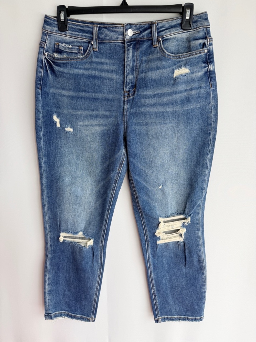Mica Denim Distressed High Rise Cropped Jeans Size 30 – Stretchy Trendy Fit
